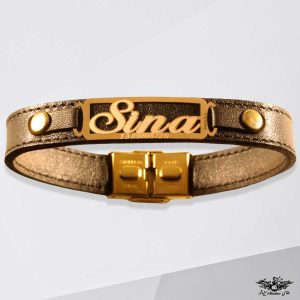 دستبند چرم سینا مینی طلا www.minitala.com