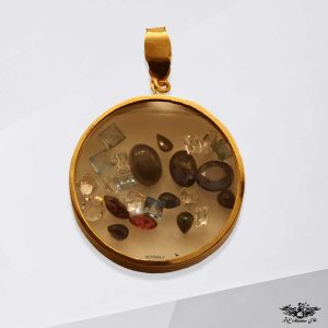 آویز شیشه ای سنگ مینی طلا